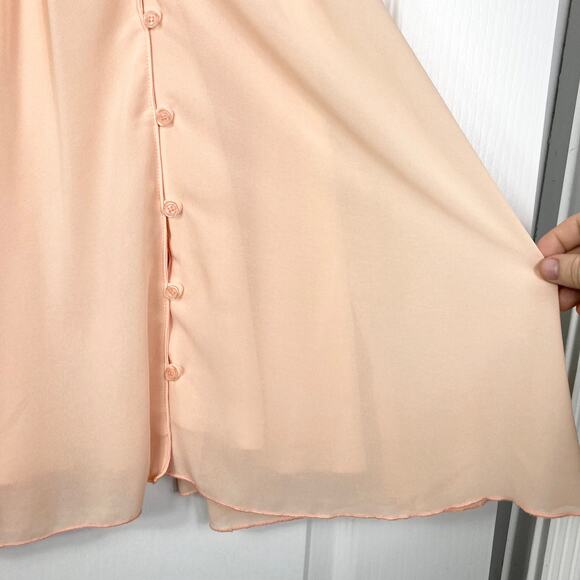 NWOT MINKPINK Top M Peach Sailor Collar Button Up Chiffon Sleeveless Lined Flowy - Picture 4 of 5